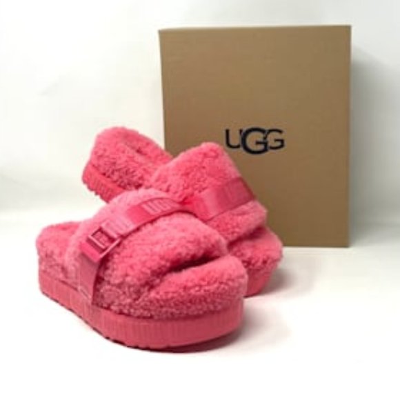 UGG Shoes - UGG FLUFFITA Slides Pink Fluffy Platform Summer Flip Flop Women's 1113475 SSBT
